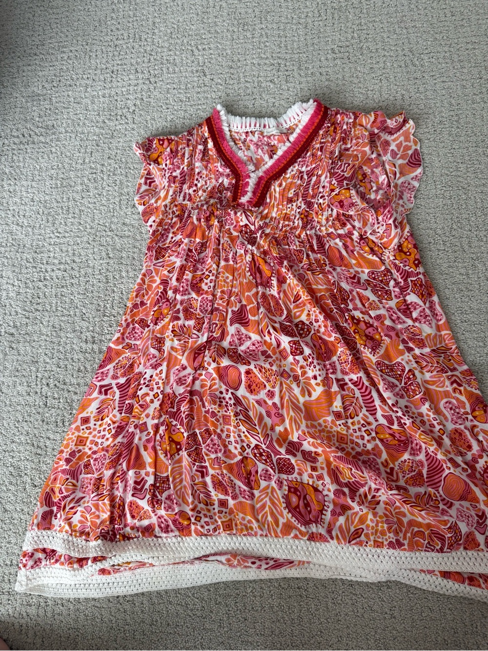 Poupette St. Barth Girls' Pink and Orange Floral Casual Dress